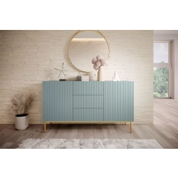 Komoda Nicole 150 cm z szufladami i półkami - szałwia / złote nóżki - Limitowana oferta